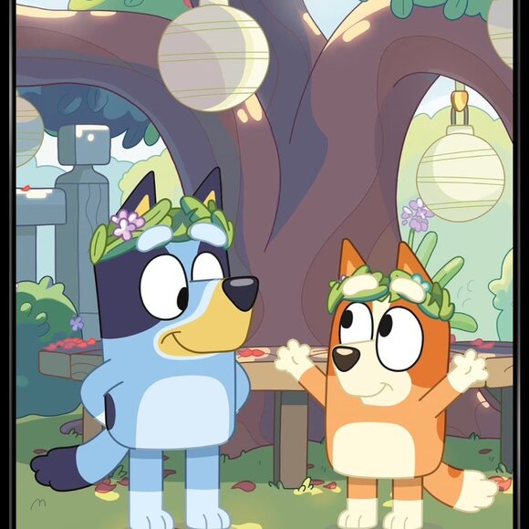 Bluey Duo Framed Poster 14 x 22 Kids Room Cartoon Wall Art Decor - Picture 2 of 4